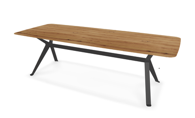 They &amp; Me eettafel Chat – bootsvorm – eiken rustiek lak – onderstel RAL9017 verkeerszwart