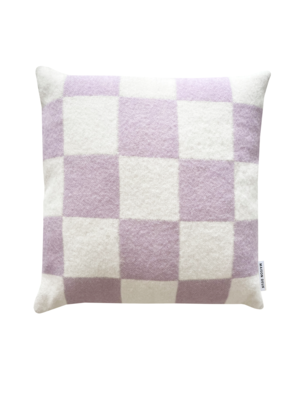 Maison Deux kussenhoes Checkerboard Lila Wit