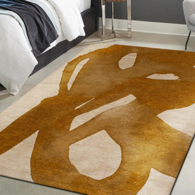 Abstract Swing vloerkleed met gele inktvlek