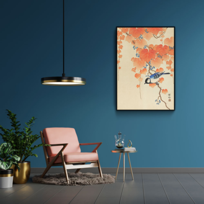 Walljar plexiglas schilderij - Ohara Koson - Great Tit On Paulownia Branch