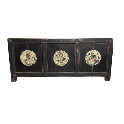 Dressoir 6dr zwart/beschilderd uniek