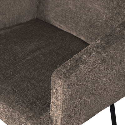 Mount eetkamerstoel met armleuning 3d chenille middenbruin