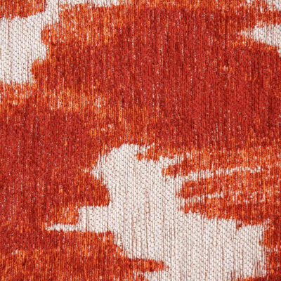 Abstract design vloerkleed Ikat met vlekken en vage vormen oranje en ivoor