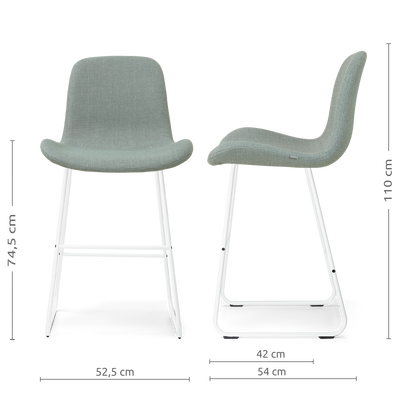 Barkruk Nino-Fé wit onderstel rib beige 75 cm