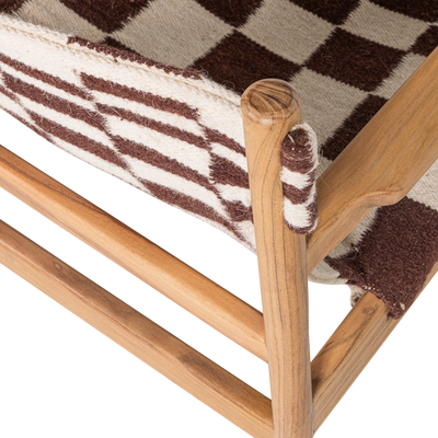 Zano fauteuil hout bruin met kelim zitting naturel