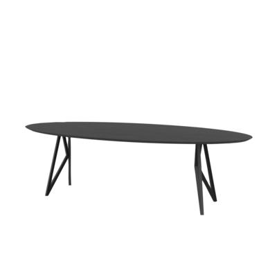 Studio HENK tafel Butterfly Ovaal - zwart frame, zwarte beits 200 x 120 | Zwarte Beits | Verjongde Rand | Frame Zwart
