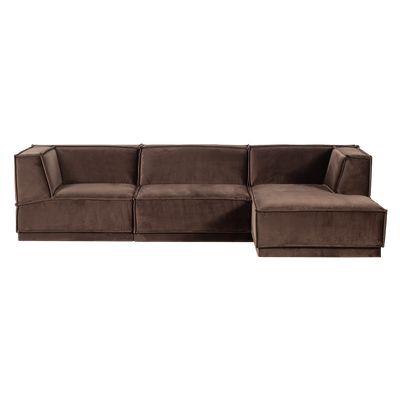 Manu chaise longue bank rechts velvet bruin [fsc]
