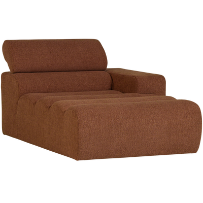 Novi chaise longue element arm rechts boucle karamelbruin