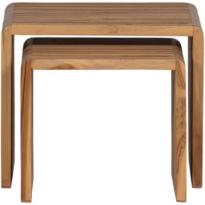Jasmijn bijzettafel recycled teak naturel - set van 2