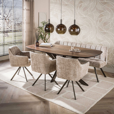 Eetkamertafel Deens Ovaal Kopenhagen Bruin