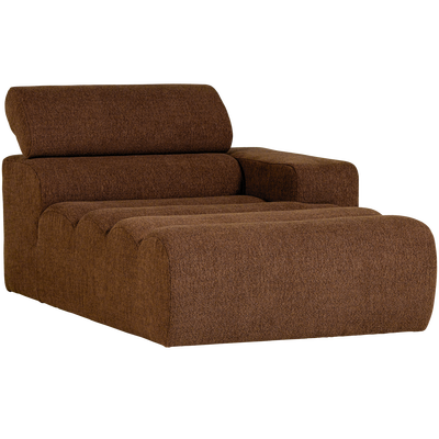 Novi chaise longue element arm rechts boucle karamelbruin