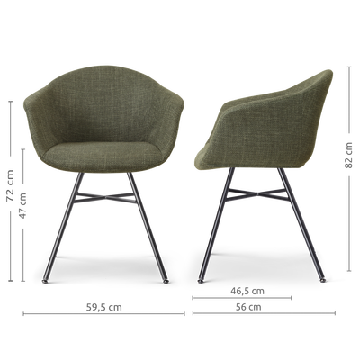 Eetkamerstoel Noa-Otis zwart onderstel met armleuningen