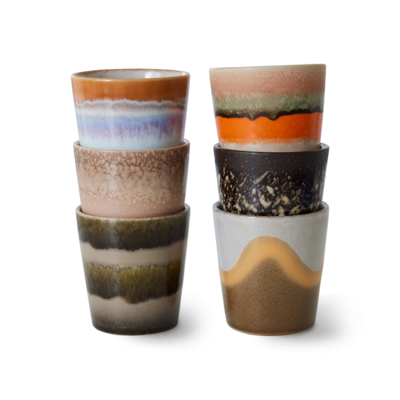 HKliving koffiemok 70's Ceramics - Elements - set van 6
