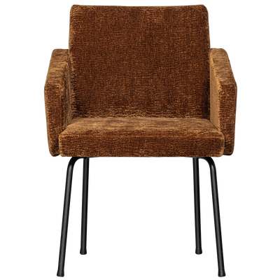 Mount eetkamerstoel met armleuning 3d chenille middenbruin