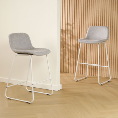 Barkruk Nino-Mats wit 75 cm - Gestoffeerde lage zitting