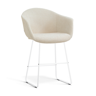 Barkruk Nino-Otis gestoffeerd wit onderstel met armleuningen (zithoogte 65 cm)