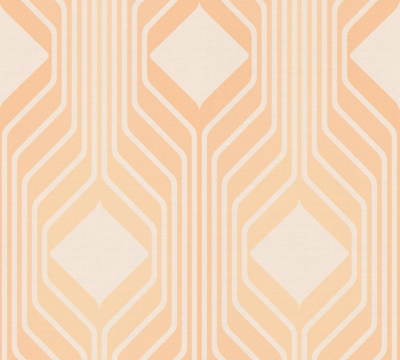 Retro behang met ruitpatronen in warme kleuren – oranje, beige