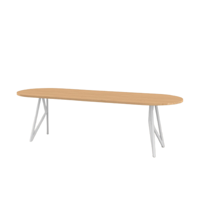 Studio HENK tafel Butterfly Plat ovaal - wit frame, hardwax light 3041