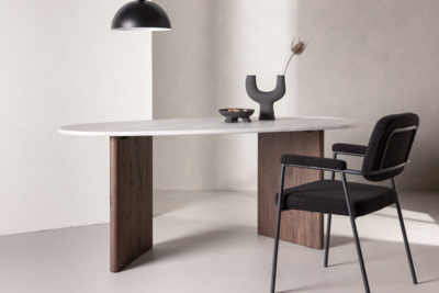 Norrtalje Eetkamertafel - 180 x 90 cm - Lichtgrijs Betonlook