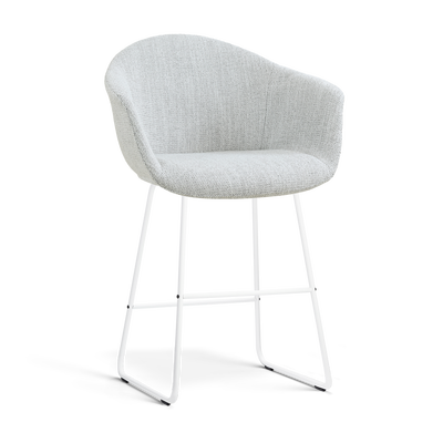 Barkruk Nino-Otis gestoffeerd wit onderstel met armleuningen (zithoogte 65 cm)