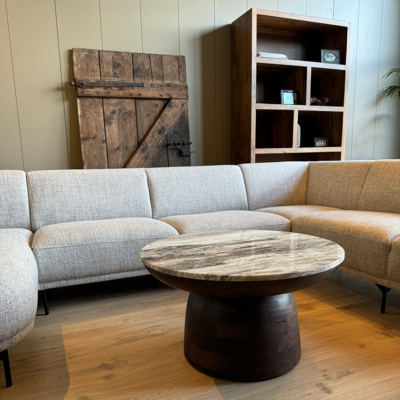 Salontafel koper en marmer rond