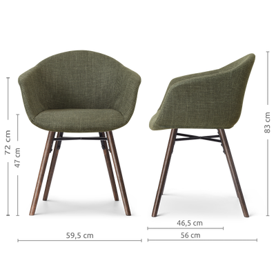 Eetkamerstoel Nena-Otis walnoot houten onderstel