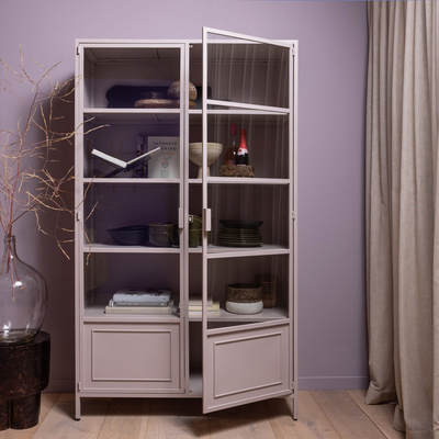 Ronja vitrinekast xl metaal soft pink