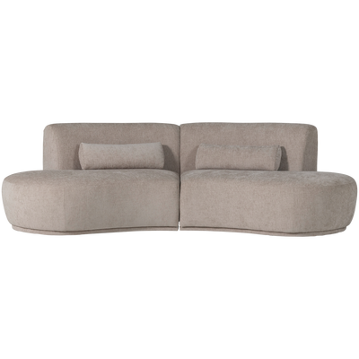 Batavier half ronde bank 4-zits velvet lichtbruin melange