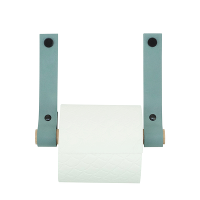 Leren toiletrolhouder (roldrager: rondhout)