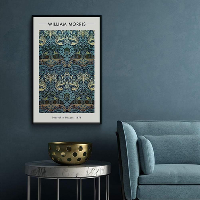 Walljar poster ingelijst - William Morris - Peacock and Dragon