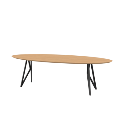 Studio HENK tafel Butterfly Ovaal - zwart frame, hardwax light 3041
