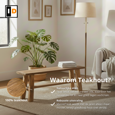 Teakhouten krukjes naturel