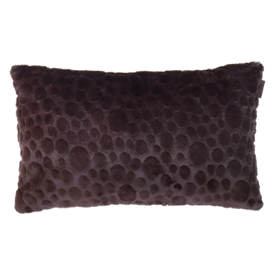 Kussen bont suede dot dark chocolate