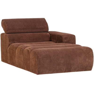 Novi chaise longue element arm rechts boucle karamelbruin