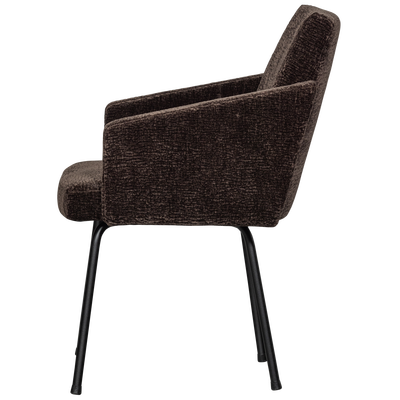 Mount eetkamerstoel met armleuning 3d chenille middenbruin