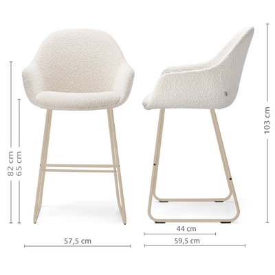 barkruk nino-mae beige onderstel