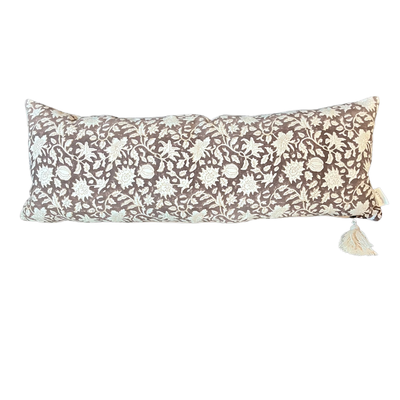 Handpainted cushion dark brown 80x30 cm
