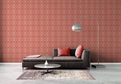 Vliesbehang geometrisch patroon – rood, crème, wit