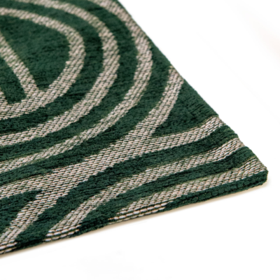 Vloerkleed Disco groen met geometrische lijnen en cirkels
