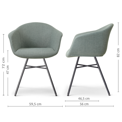 Eetkamerstoel Noa-Otis zwart onderstel met armleuningen