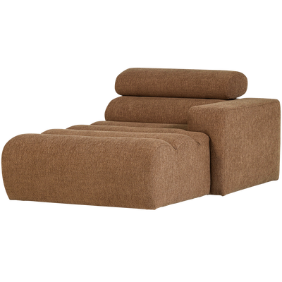 Novi chaise longue element arm rechts boucle karamelbruin