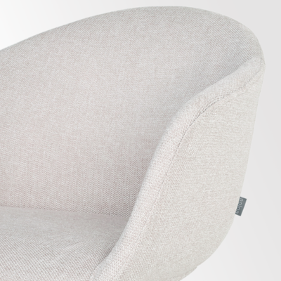 Barkruk Nino-Otis gestoffeerd wit onderstel met armleuningen (zithoogte 65 cm)