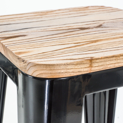 Metalen barkruk Café met houten zitting (zithoogte 77 cm)