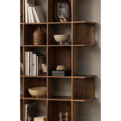 Sinne boekenkast mangohout walnoot 180x130cm