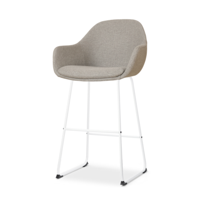 Barkruk Nino-Mae met armleuningen - wit onderstel 75 cm