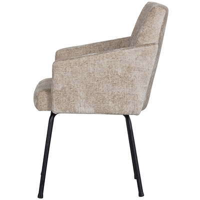 Mount eetkamerstoel met armleuning 3d chenille middenbruin