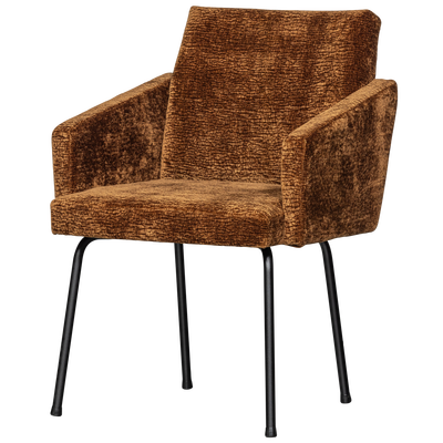 Mount eetkamerstoel met armleuning 3d chenille middenbruin