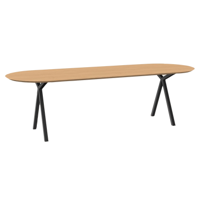 Studio HENK tafel Slim X-type Plat ovaal - zwart frame, hardwax light 3041