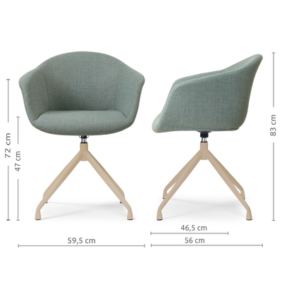 Draaibare eetkamerstoel Nola-Otis met armleuningen - beige onderstel