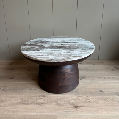 Salontafel koper en marmer rond